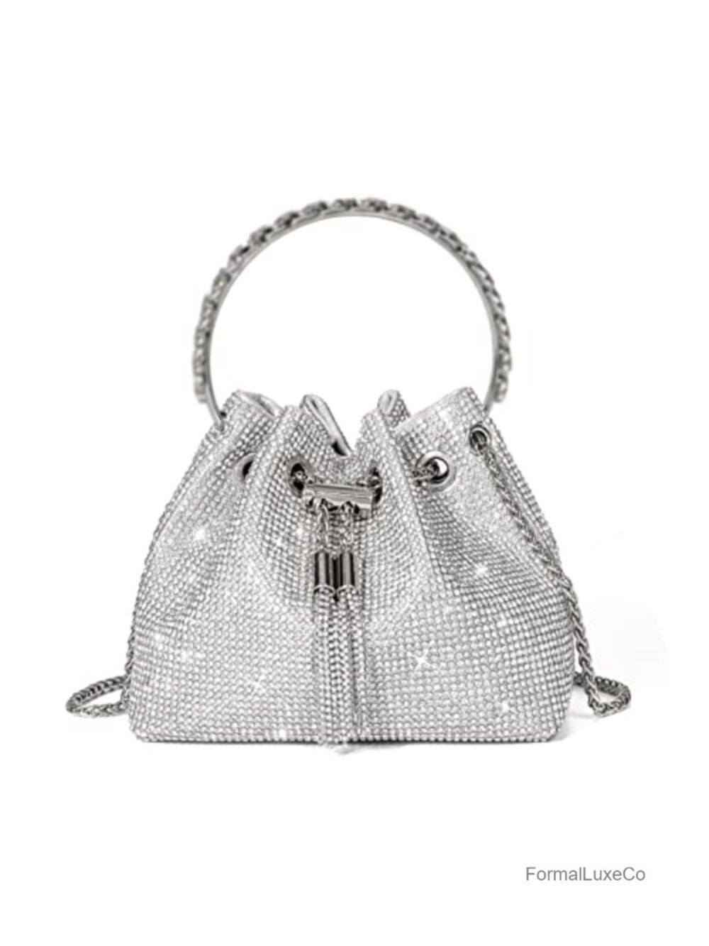 Crystal Rhinestone Clutch Purse, Sparkly Evening Handbag with Tassel
